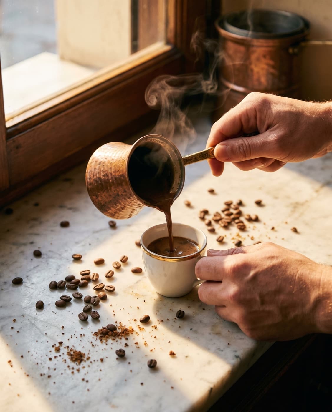 Greek Coffee, brewed live — reel by @masr.eats